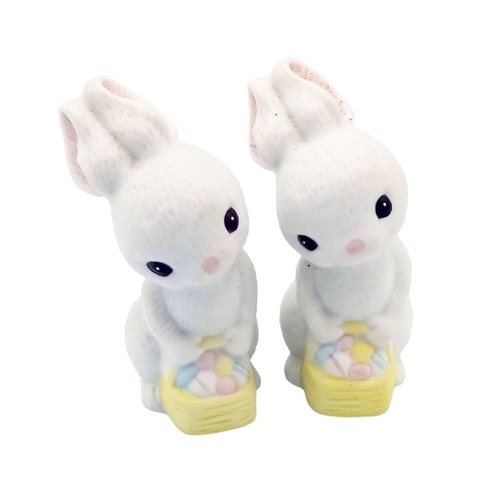 Hallmark Bunny Figurines 1982 Handcrafted Ceramic 2 Vintage 2 Inch Easter Rabbit
